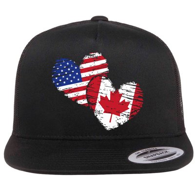 American Canadian Flag Heart Valentines Day Gift Canada Flatbill Hat