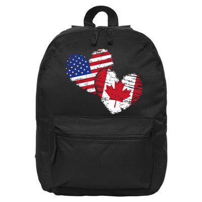 American Canadian Flag Heart Valentines Day Gift Canada 16 in Basic Backpack