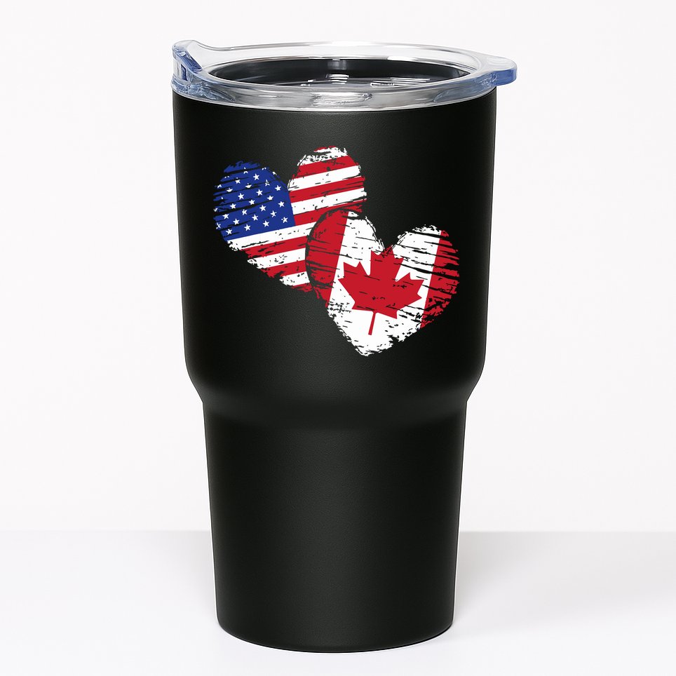 American Canadian Flag Heart Valentines Day Gift Canada Tumbler