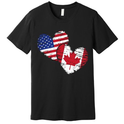 American Canadian Flag Heart Valentines Day Gift Canada Premium T-Shirt