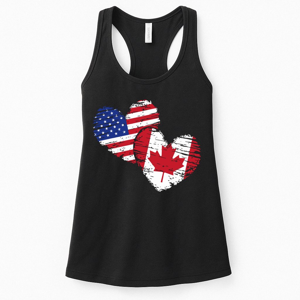 American Canadian Flag Heart Valentines Day Gift Canada Womens Tank Top