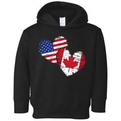 American Canadian Flag Heart Valentines Day Gift Canada Toddler Hoodie