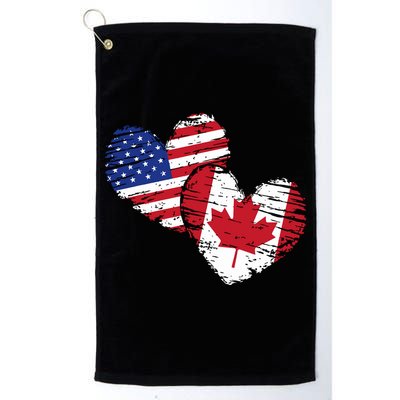 American Canadian Flag Heart Valentines Day Gift Canada Golf Towel