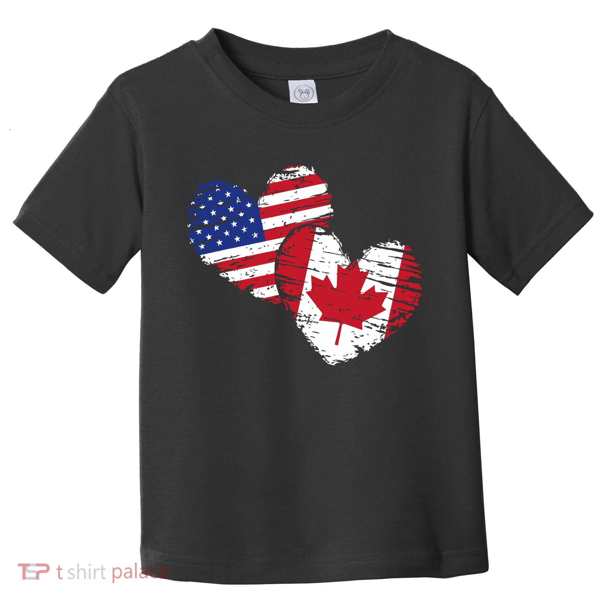 American Canadian Flag Heart Valentines Day Gift Canada Toddler T-Shirt