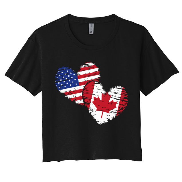 American Canadian Flag Heart Valentines Day Gift Canada Crop Top