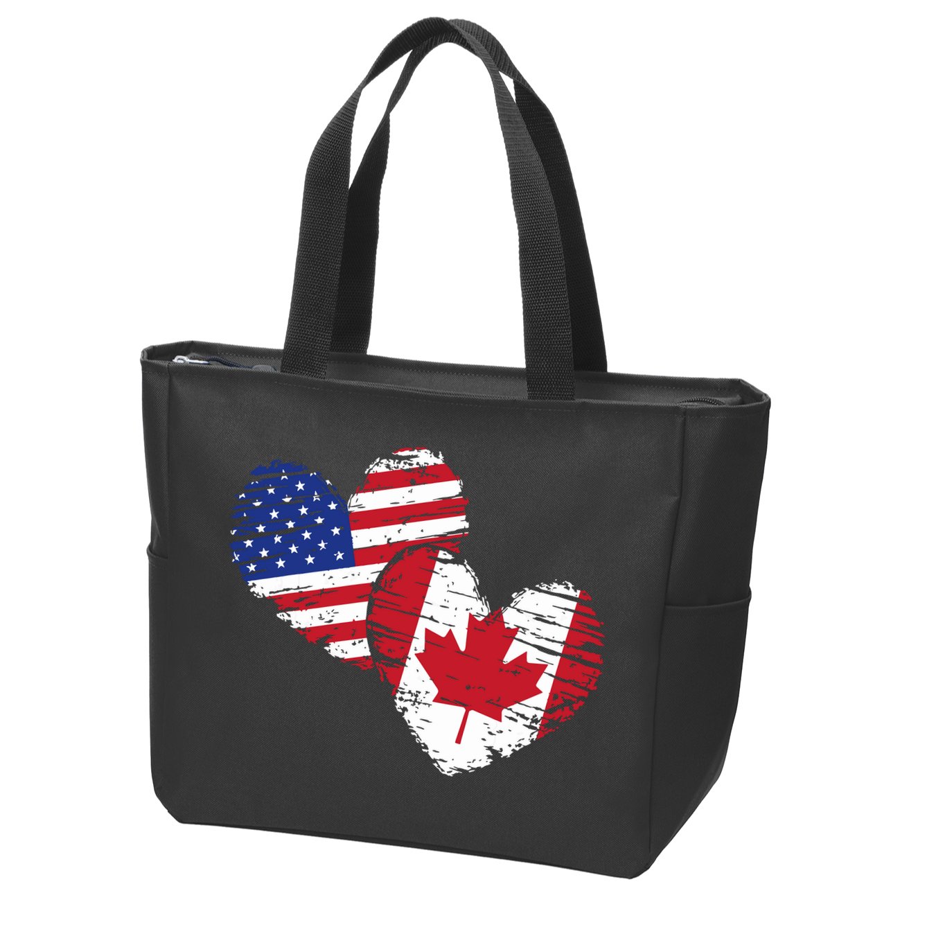 American Canadian Flag Heart Valentines Day Gift Canada Zip Tote Bag