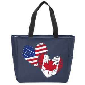 American Canadian Flag Heart Valentines Day Gift Canada Zip Tote Bag