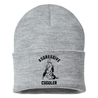 Aggressive Cuddler Funny Wrestling Meme Sustainable Knit Beanie