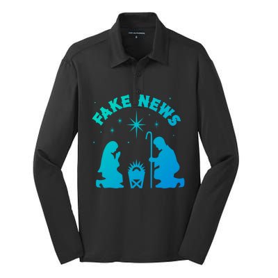 Atheist Christmas Fake News Nativity Scene Anti Xmas Gift Silk Touch Performance Long Sleeve Polo