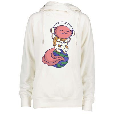 Axolotl Cute Funny Axolotl Lover Earth Space Space Gift Womens Funnel Neck Pullover Hood