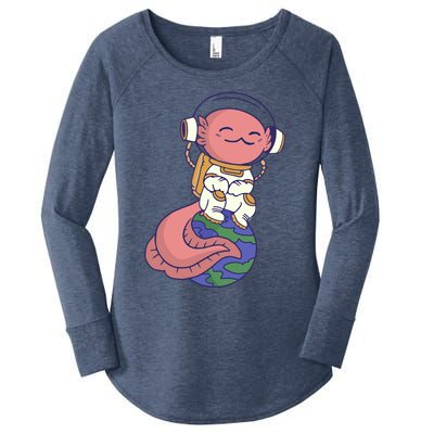 Axolotl Cute Funny Axolotl Lover Earth Space Space Gift Women's Perfect Tri Tunic Long Sleeve Shirt