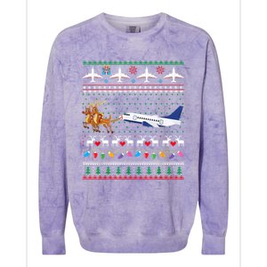 Airplane Christmas Funny Ugly Xmas Sweater Pilot Xmas Cool Gift Colorblast Crewneck Sweatshirt