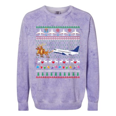 Airplane Christmas Funny Ugly Xmas Sweater Pilot Xmas Cool Gift Colorblast Crewneck Sweatshirt