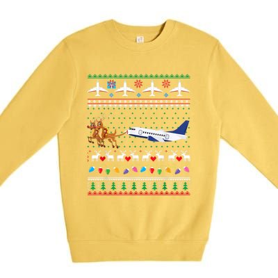 Airplane Christmas Funny Ugly Xmas Sweater Pilot Xmas Cool Gift Premium Crewneck Sweatshirt