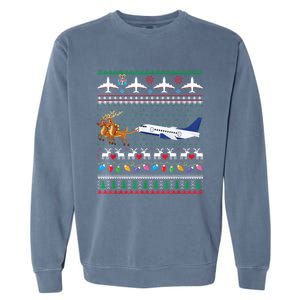 Airplane Christmas Funny Ugly Xmas Sweater Pilot Xmas Cool Gift Garment-Dyed Sweatshirt