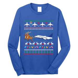 Airplane Christmas Funny Ugly Xmas Sweater Pilot Xmas Cool Gift Long Sleeve Shirt