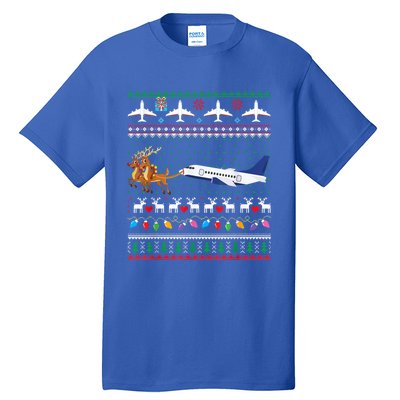 Airplane Christmas Funny Ugly Xmas Sweater Pilot Xmas Cool Gift Tall T-Shirt