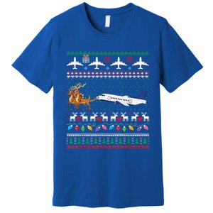 Airplane Christmas Funny Ugly Xmas Sweater Pilot Xmas Cool Gift Premium T-Shirt