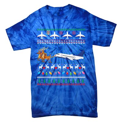 Airplane Christmas Funny Ugly Xmas Sweater Pilot Xmas Cool Gift Tie-Dye T-Shirt