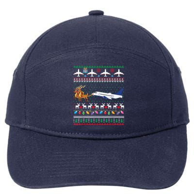 Airplane Christmas Funny Ugly Xmas Sweater Pilot Xmas Cool Gift 7-Panel Snapback Hat