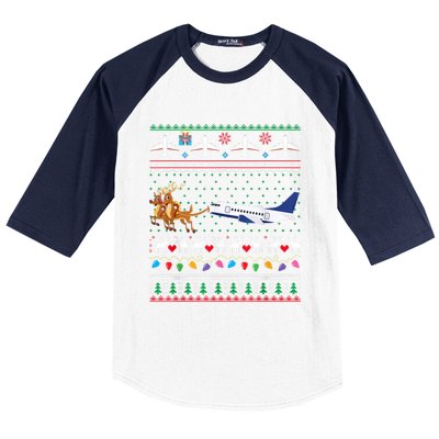 Airplane Christmas Funny Ugly Xmas Sweater Pilot Xmas Cool Gift Baseball Sleeve Shirt