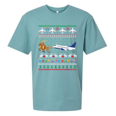 Airplane Christmas Funny Ugly Xmas Sweater Pilot Xmas Cool Gift Sueded Cloud Jersey T-Shirt