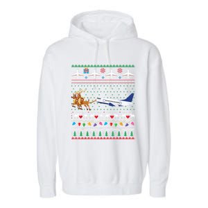 Airplane Christmas Funny Ugly Xmas Sweater Pilot Xmas Cool Gift Garment-Dyed Fleece Hoodie