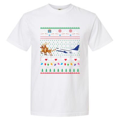 Airplane Christmas Funny Ugly Xmas Sweater Pilot Xmas Cool Gift Garment-Dyed Heavyweight T-Shirt