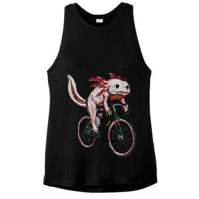 Axolotl Cycling Funny Axolotl Lover Axolotl Bicycle Axolotl Ladies PosiCharge Tri-Blend Wicking Tank