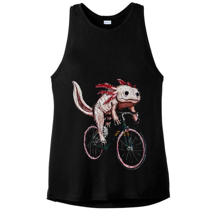 Axolotl Cycling Funny Axolotl Lover Axolotl Bicycle Axolotl Ladies PosiCharge Tri-Blend Wicking Tank