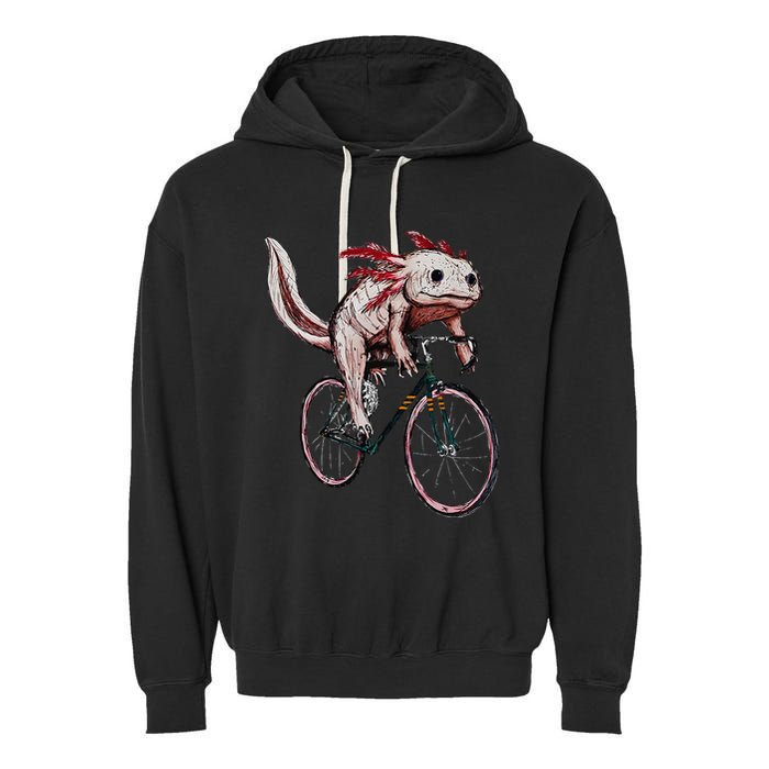 Axolotl Cycling Funny Axolotl Lover Axolotl Bicycle Axolotl Garment-Dyed Fleece Hoodie