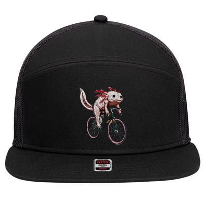 Axolotl Cycling Funny Axolotl Lover Axolotl Bicycle Axolotl 7 Panel Mesh Trucker Snapback Hat