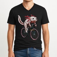 Axolotl Cycling Funny Axolotl Lover Axolotl Bicycle Axolotl V-Neck T-Shirt