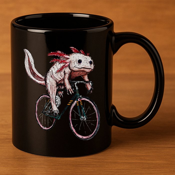 Axolotl Cycling Funny Axolotl Lover Axolotl Bicycle Axolotl 11oz C Handle Ceramic Mug