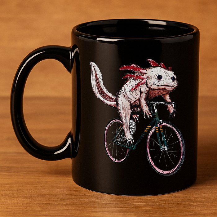 Axolotl Cycling Funny Axolotl Lover Axolotl Bicycle Axolotl 11oz C Handle Ceramic Mug