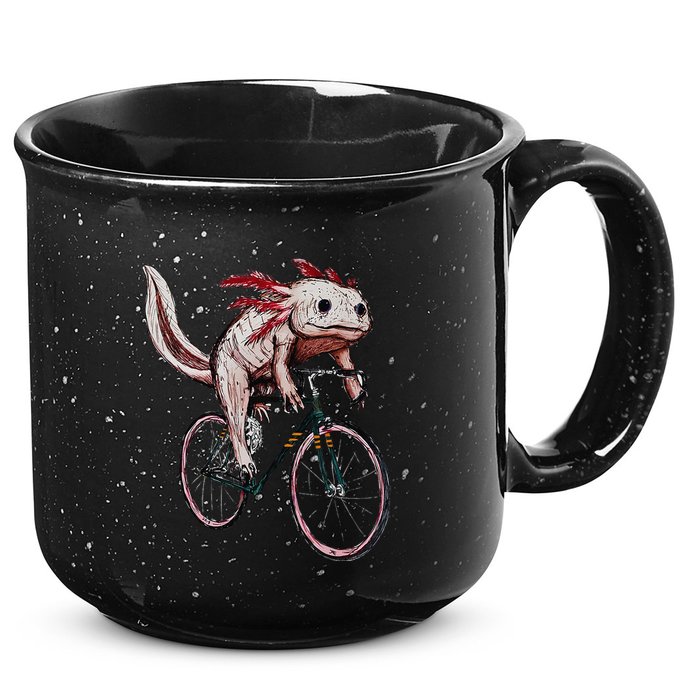 Axolotl Cycling Funny Axolotl Lover Axolotl Bicycle Axolotl 15oz Campfire Ceramic Mug