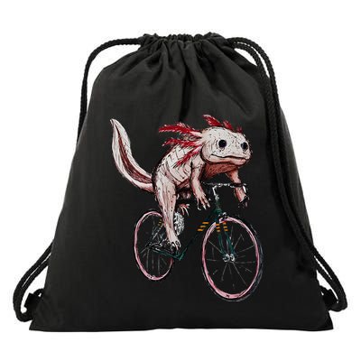 Axolotl Cycling Funny Axolotl Lover Axolotl Bicycle Axolotl Drawstring Bag