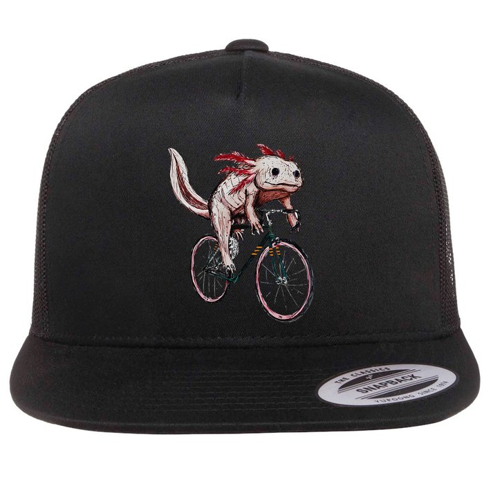 Axolotl Cycling Funny Axolotl Lover Axolotl Bicycle Axolotl Flatbill Hat