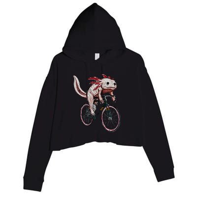Axolotl Cycling Funny Axolotl Lover Axolotl Bicycle Axolotl Crop Fleece Hoodie