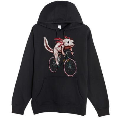 Axolotl Cycling Funny Axolotl Lover Axolotl Bicycle Axolotl Premium Pullover Hoodie