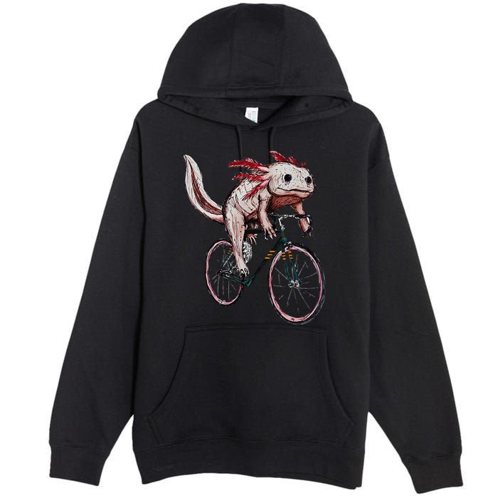 Axolotl Cycling Funny Axolotl Lover Axolotl Bicycle Axolotl Premium Pullover Hoodie