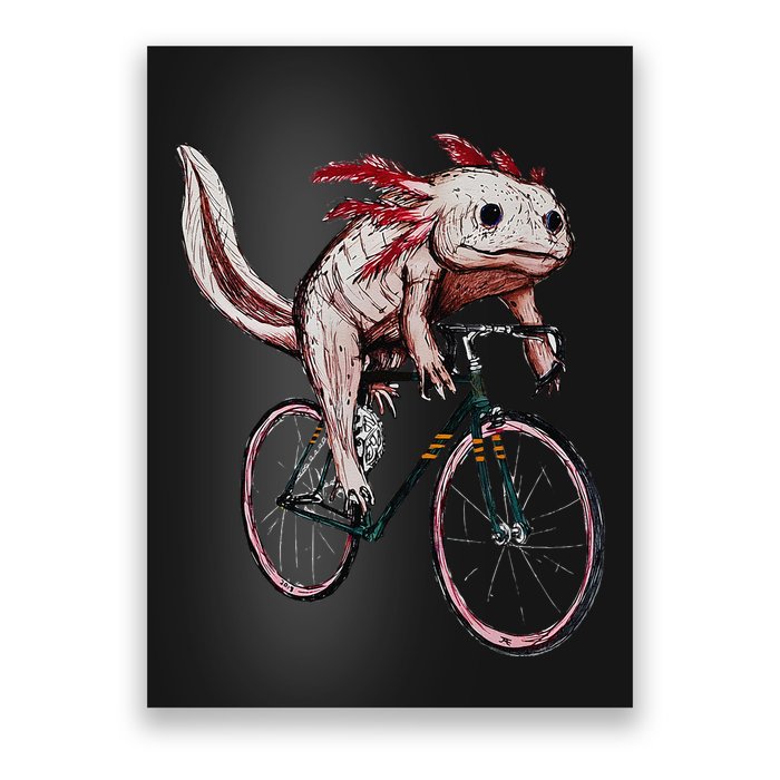 Axolotl Cycling Funny Axolotl Lover Axolotl Bicycle Axolotl Poster