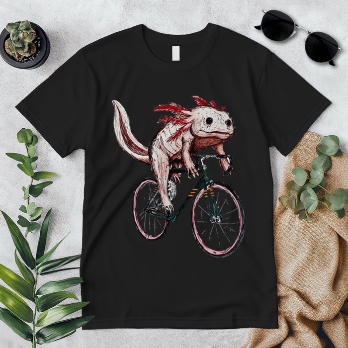 Axolotl Cycling Funny Axolotl Lover Axolotl Bicycle Axolotl Premium T-Shirt