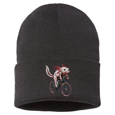 Axolotl Cycling Funny Axolotl Lover Axolotl Bicycle Axolotl Sustainable Knit Beanie