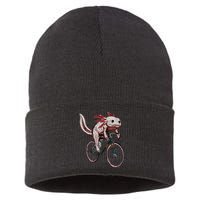 Axolotl Cycling Funny Axolotl Lover Axolotl Bicycle Axolotl Sustainable Knit Beanie