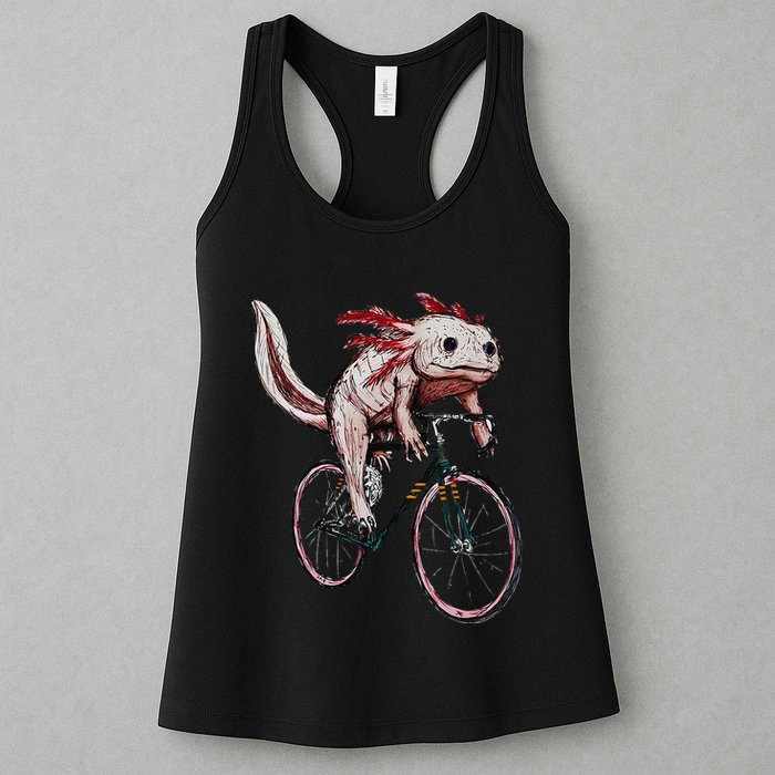Axolotl Cycling Funny Axolotl Lover Axolotl Bicycle Axolotl Womens Tank Top