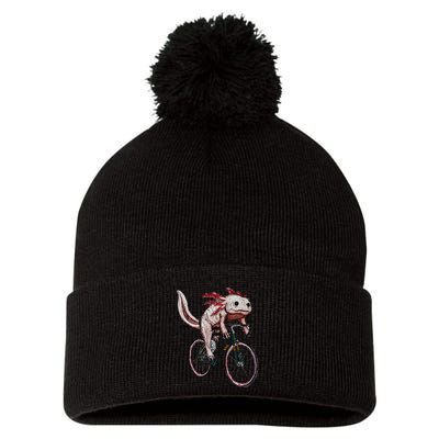 Axolotl Cycling Funny Axolotl Lover Axolotl Bicycle Axolotl Pom Pom 12in Knit Beanie