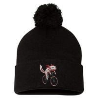 Axolotl Cycling Funny Axolotl Lover Axolotl Bicycle Axolotl Pom Pom 12in Knit Beanie