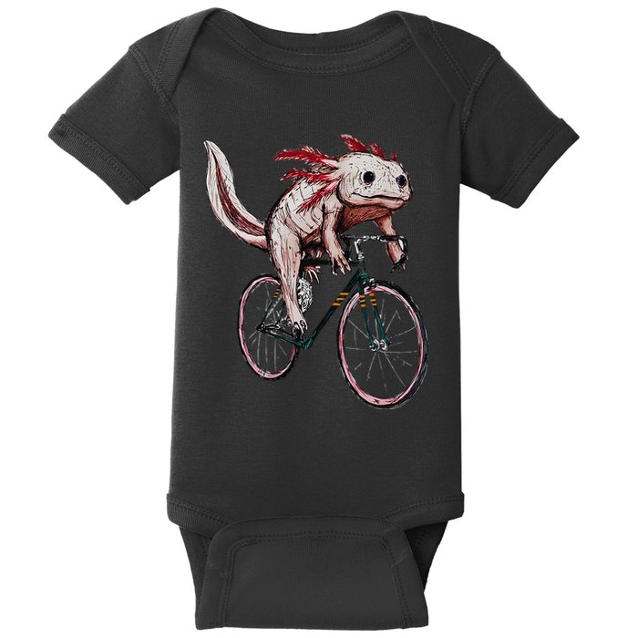 Axolotl Cycling Funny Axolotl Lover Axolotl Bicycle Axolotl Baby Bodysuit