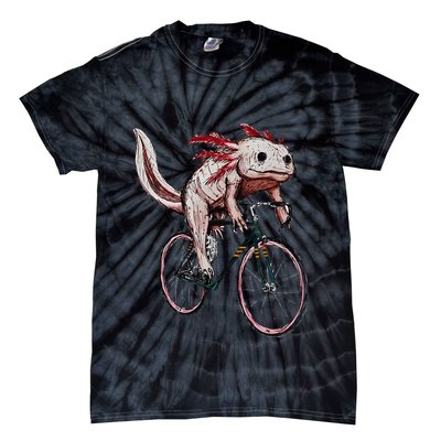 Axolotl Cycling Funny Axolotl Lover Axolotl Bicycle Axolotl Tie-Dye T-Shirt